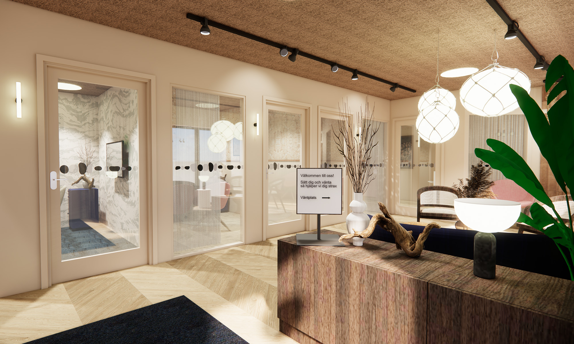 Visionsbild av lobyn på nya Mjällbykontoret