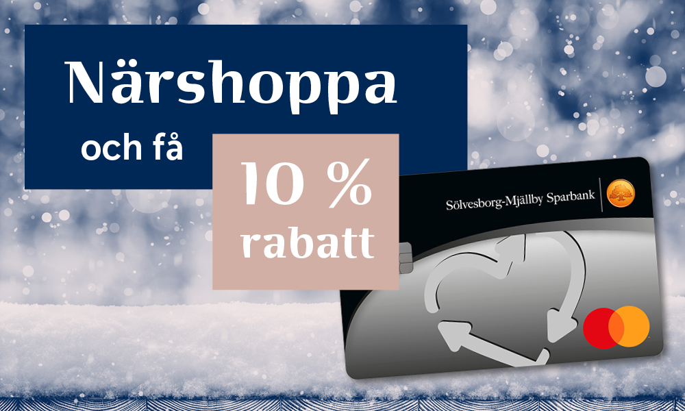 Grafik med texten "Närshoppa och få 10% rabatt"